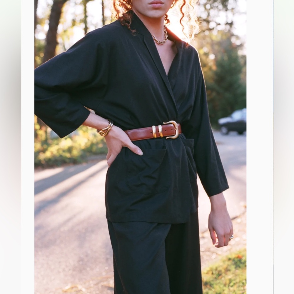 Na Nin Charlie Raw Silk Blazer in Black